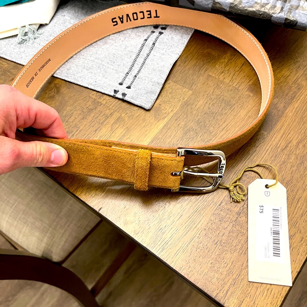 Tecovas honey suede mens belt 34 excellent condition